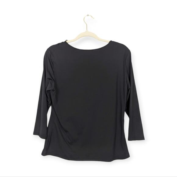 Doncaster Black Textured Rose Scoop Neck Blouse - Picture 2 of 6